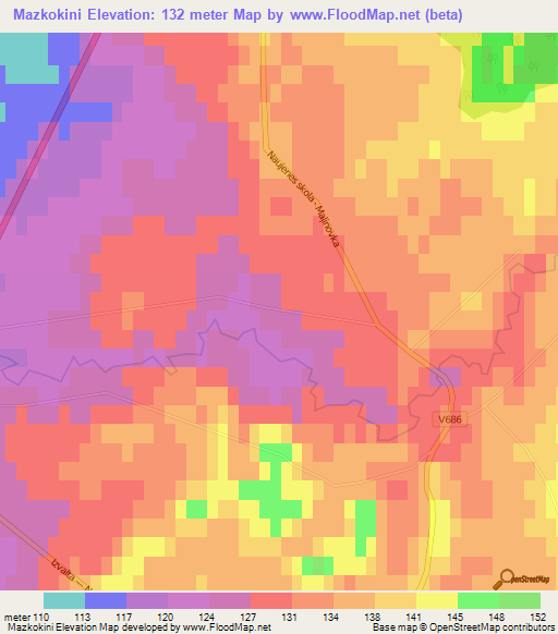 Mazkokini,Latvia Elevation Map