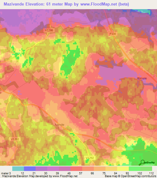 Mazivande,Latvia Elevation Map