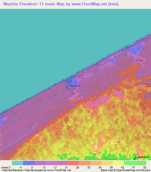 Mazirbe,Latvia Elevation Map