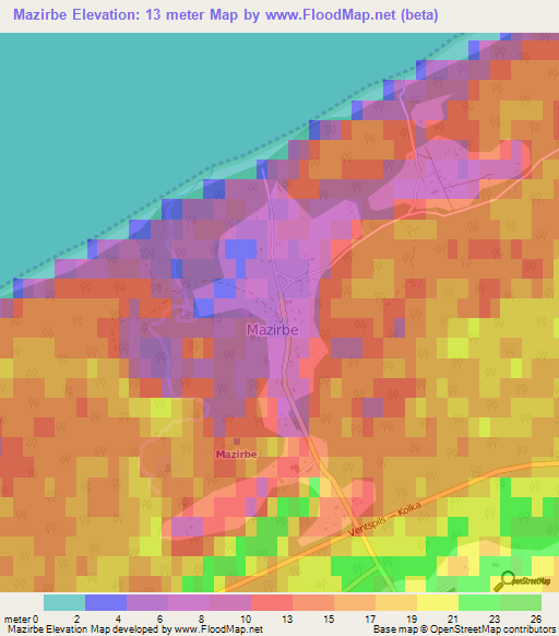 Mazirbe,Latvia Elevation Map