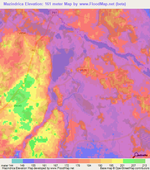 Mazindrica,Latvia Elevation Map