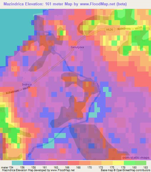 Mazindrica,Latvia Elevation Map