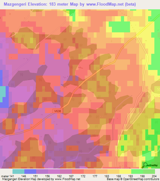 Mazgengeri,Latvia Elevation Map