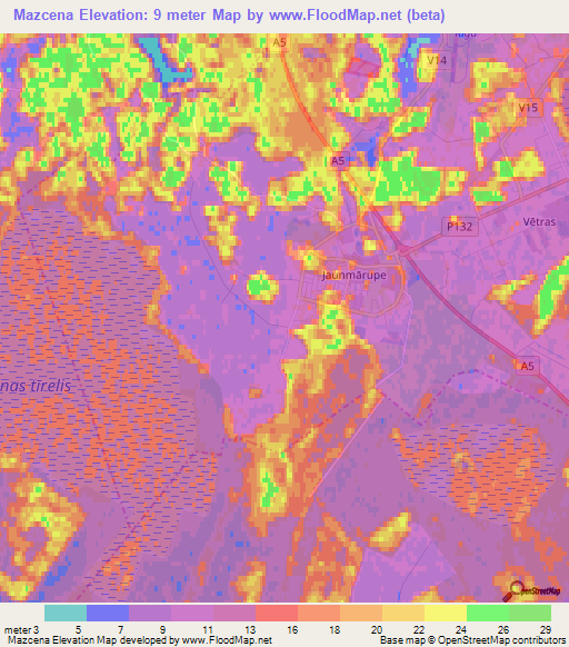 Mazcena,Latvia Elevation Map