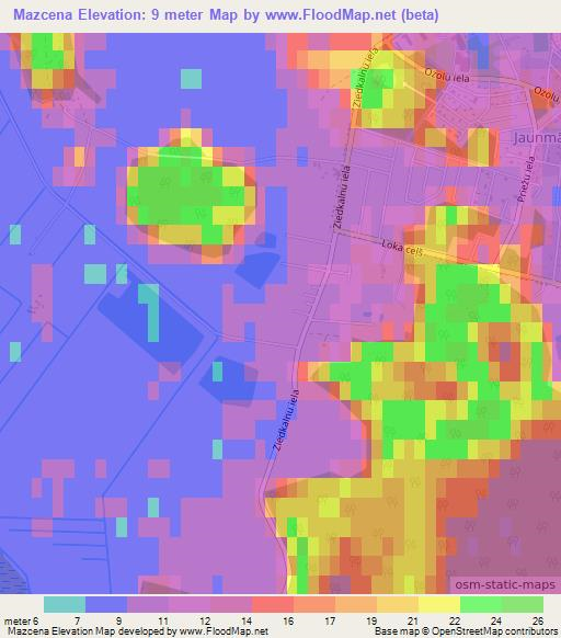 Mazcena,Latvia Elevation Map