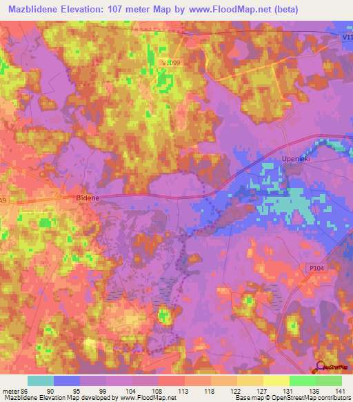 Mazblidene,Latvia Elevation Map