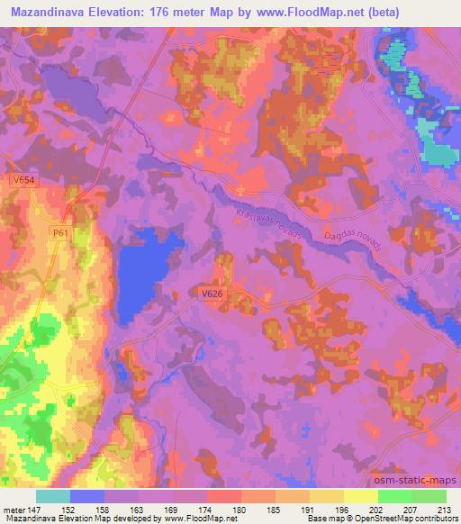 Mazandinava,Latvia Elevation Map