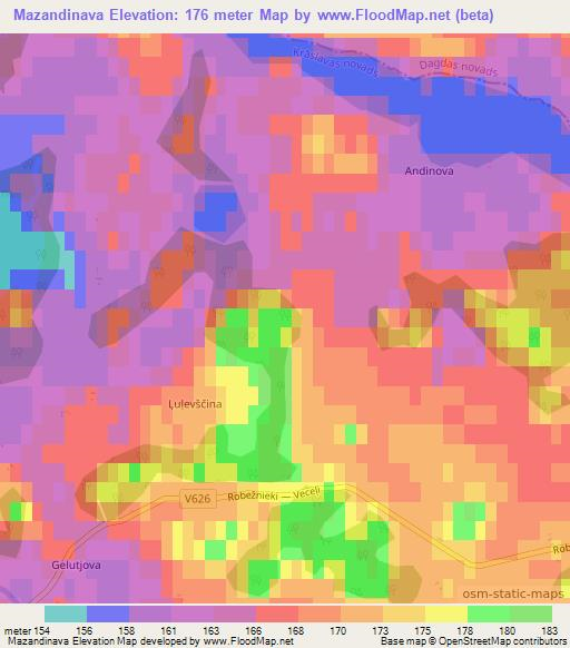 Mazandinava,Latvia Elevation Map