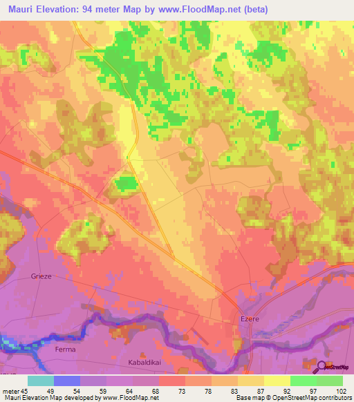 Mauri,Latvia Elevation Map