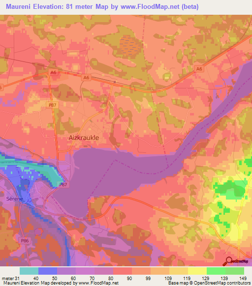 Maureni,Latvia Elevation Map