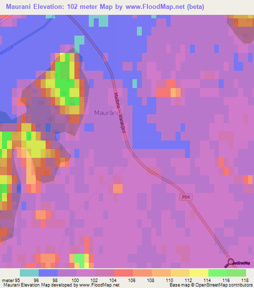 Maurani,Latvia Elevation Map