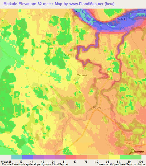 Matkule,Latvia Elevation Map