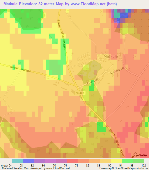 Matkule,Latvia Elevation Map