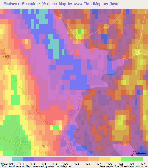 Matisenki,Latvia Elevation Map