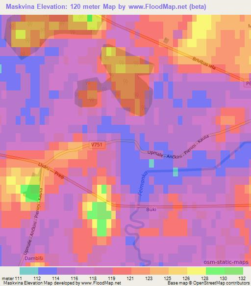 Maskvina,Latvia Elevation Map