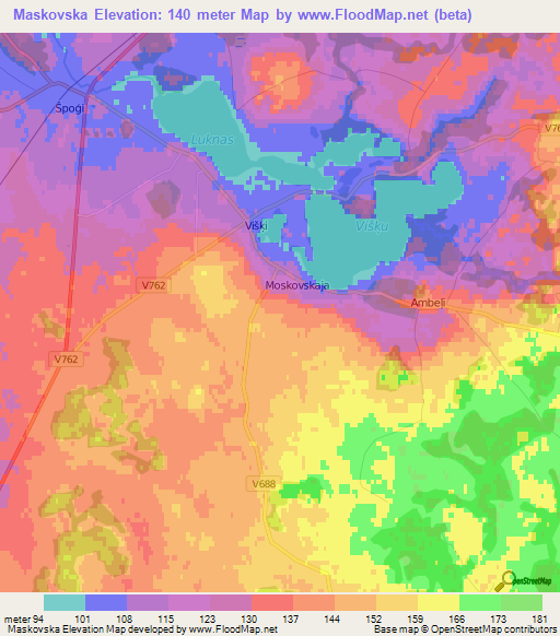 Maskovska,Latvia Elevation Map