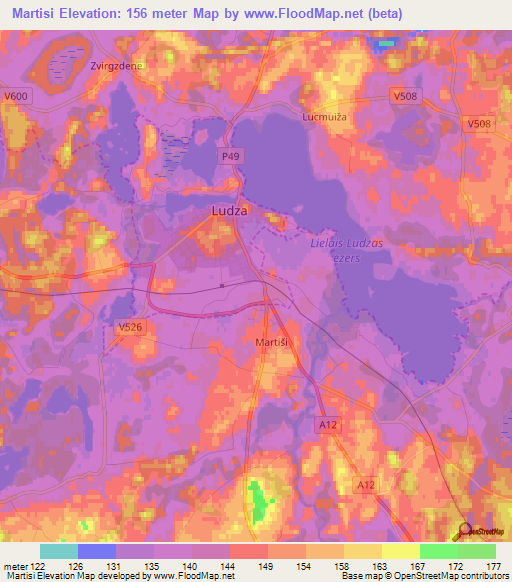 Martisi,Latvia Elevation Map