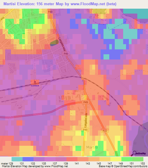 Martisi,Latvia Elevation Map