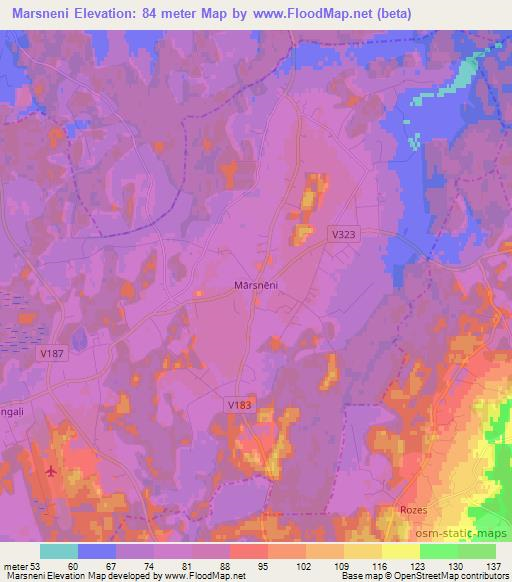 Marsneni,Latvia Elevation Map