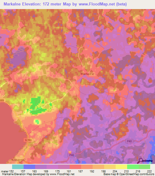 Markalne,Latvia Elevation Map