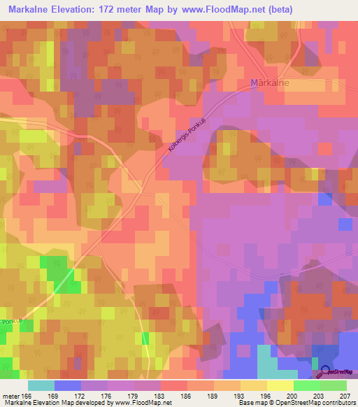 Markalne,Latvia Elevation Map