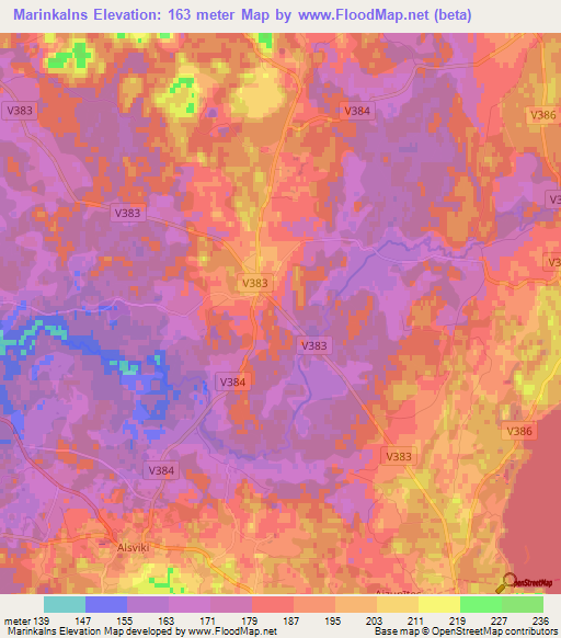 Marinkalns,Latvia Elevation Map