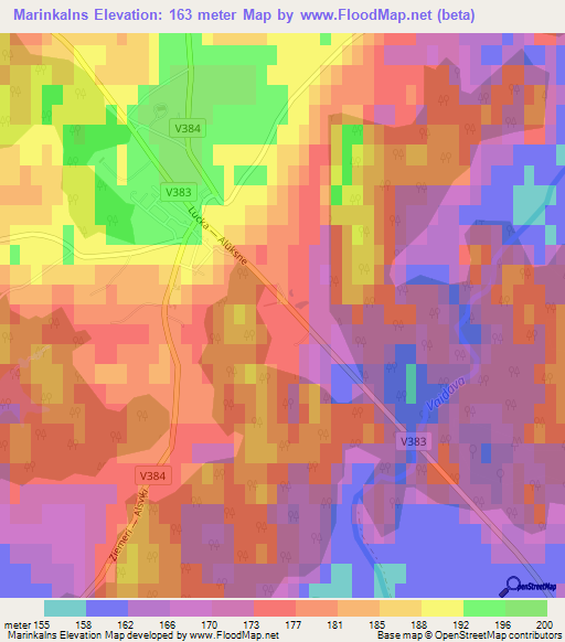 Marinkalns,Latvia Elevation Map