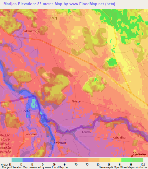 Marijas,Latvia Elevation Map