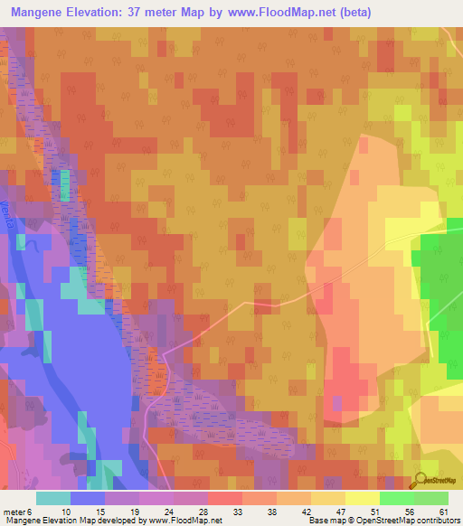 Mangene,Latvia Elevation Map