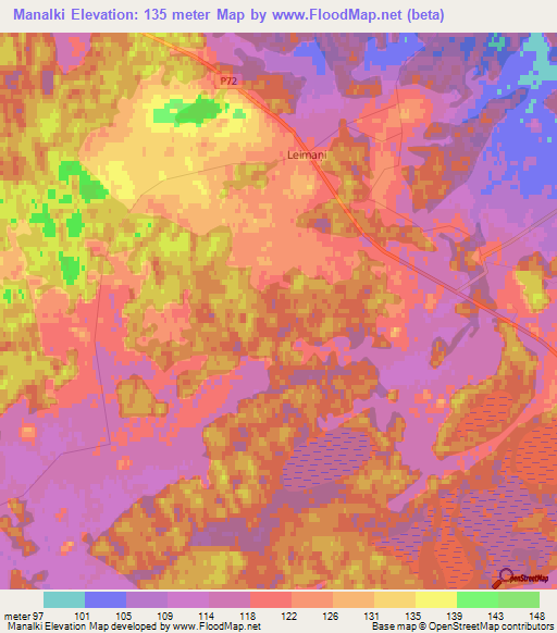 Manalki,Latvia Elevation Map