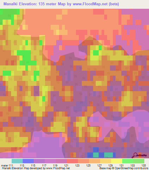 Manalki,Latvia Elevation Map