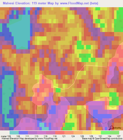 Malvesi,Latvia Elevation Map