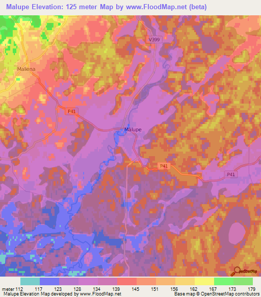 Malupe,Latvia Elevation Map