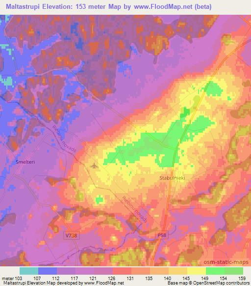 Maltastrupi,Latvia Elevation Map