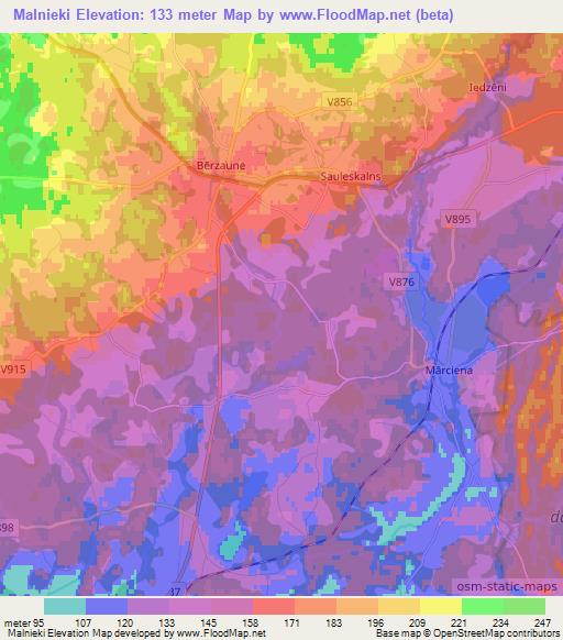 Malnieki,Latvia Elevation Map