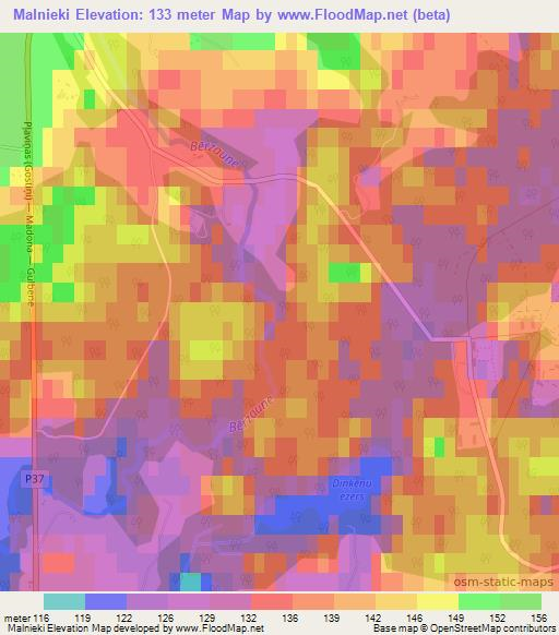 Malnieki,Latvia Elevation Map