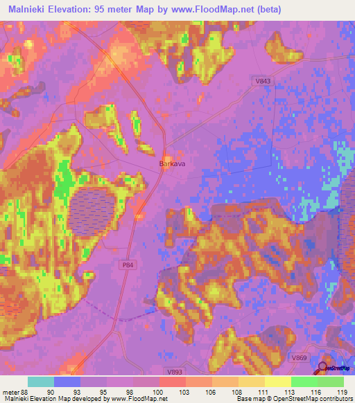 Malnieki,Latvia Elevation Map