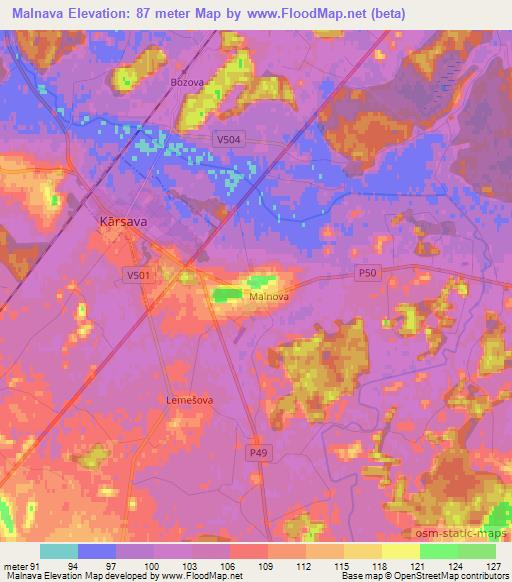 Malnava,Latvia Elevation Map