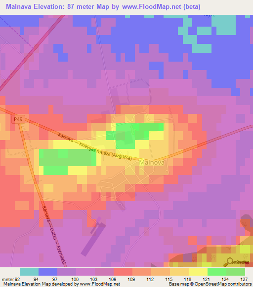 Malnava,Latvia Elevation Map