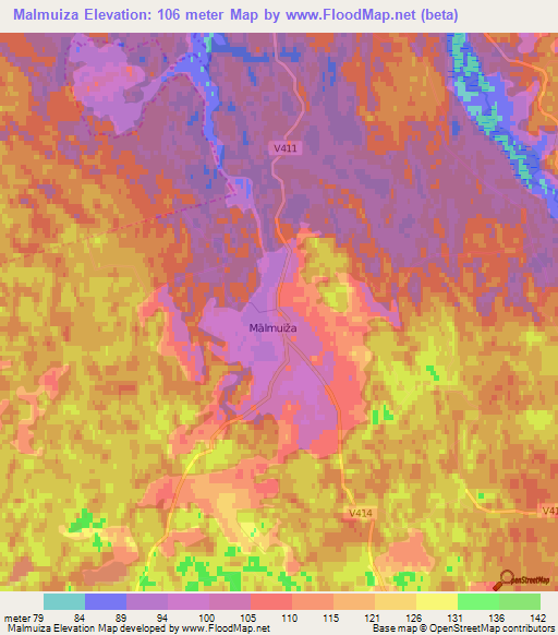 Malmuiza,Latvia Elevation Map