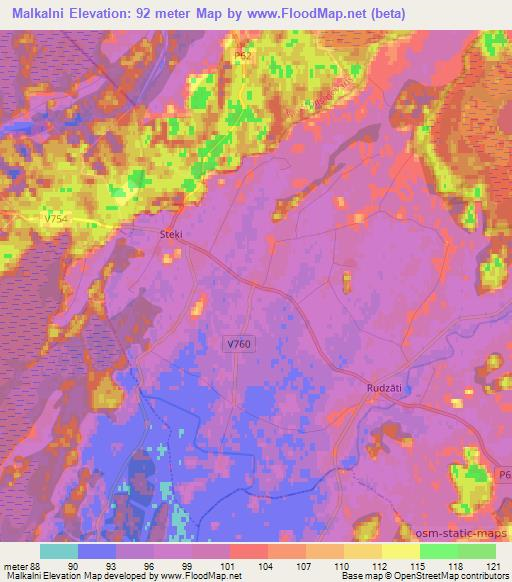 Malkalni,Latvia Elevation Map