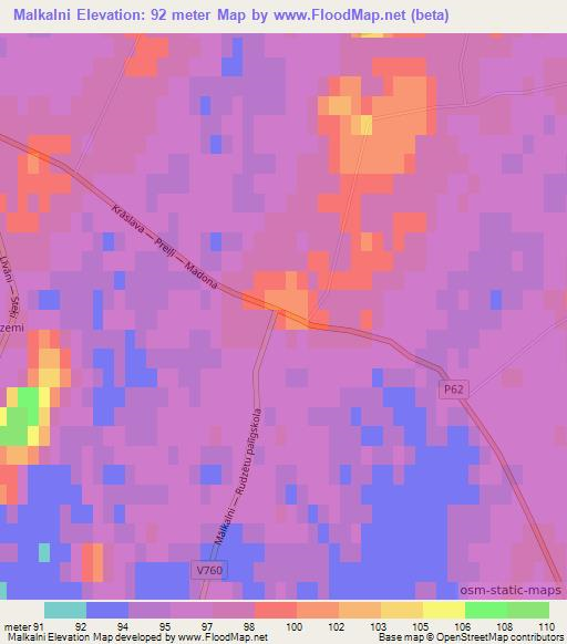 Malkalni,Latvia Elevation Map