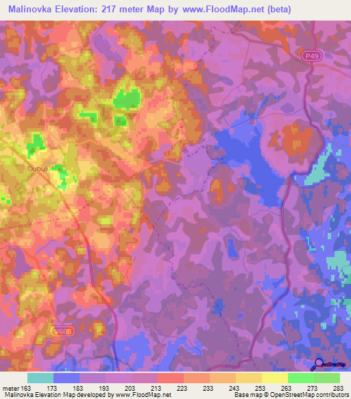 Malinovka,Latvia Elevation Map