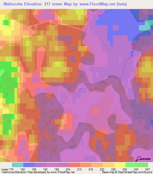 Malinovka,Latvia Elevation Map