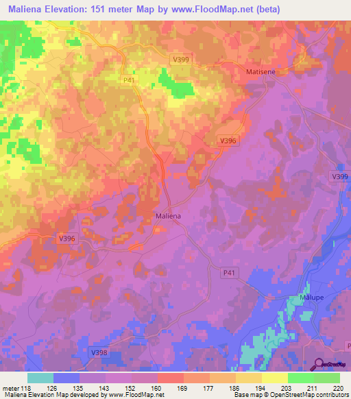 Maliena,Latvia Elevation Map