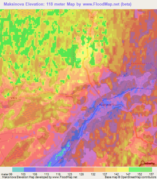 Maksinova,Latvia Elevation Map