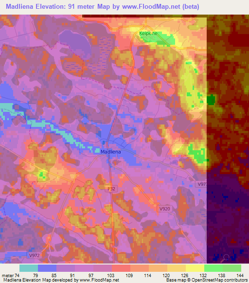 Madliena,Latvia Elevation Map