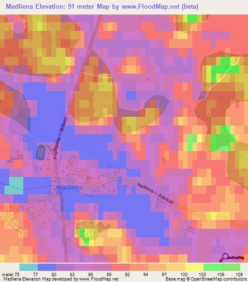 Madliena,Latvia Elevation Map