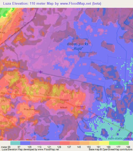 Luza,Latvia Elevation Map