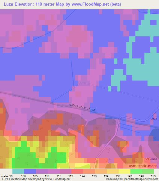 Luza,Latvia Elevation Map